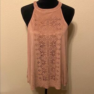 Suede Cutout Sleeveless Top